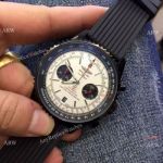 High Quality  Breitling Copy Watches Navitimer Rubber Strap Black Case White Dial 46mm Wrist